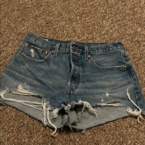 Levi's Blue Distressed Jean Shorts